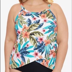 Swim Solutions White Multi Montego Bay Printed Underwire Tankini Swim Top